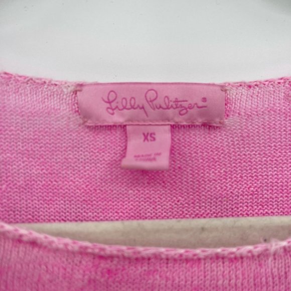 Lilly Pulitzer Alana Long Sleeve Linen Top Pink XS - Picture 9 of 10